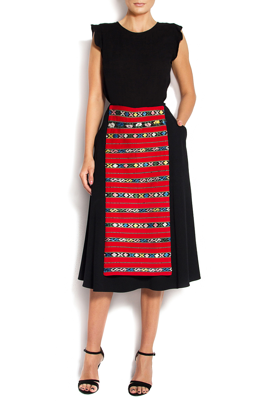 Cotton skirt with detachable folk apron Izabela Mandoiu image 0
