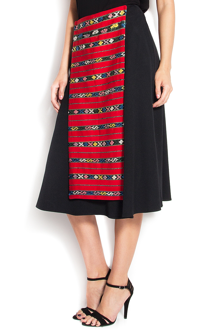 Cotton skirt with detachable folk apron Izabela Mandoiu image 2