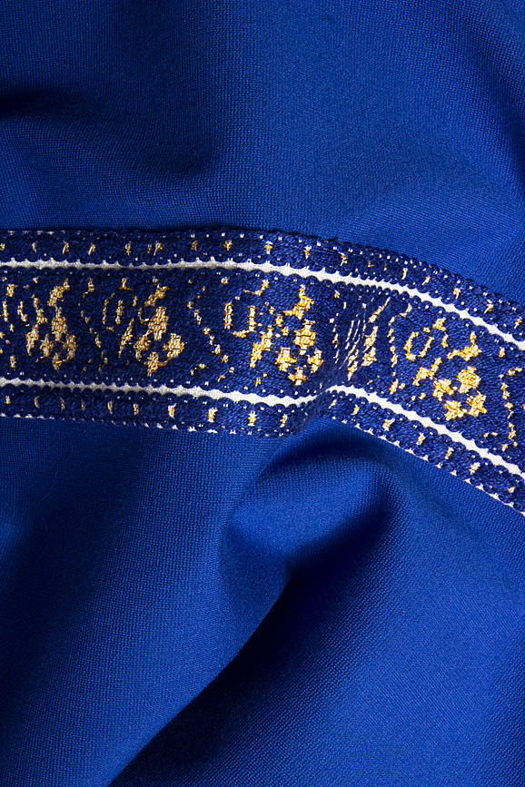 Stretch cotton dress with traditional motif band Izabela Mandoiu image 3
