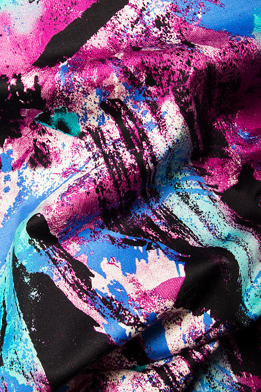 Robe en coton à imprimé abstrait multicolore Cloche image 3