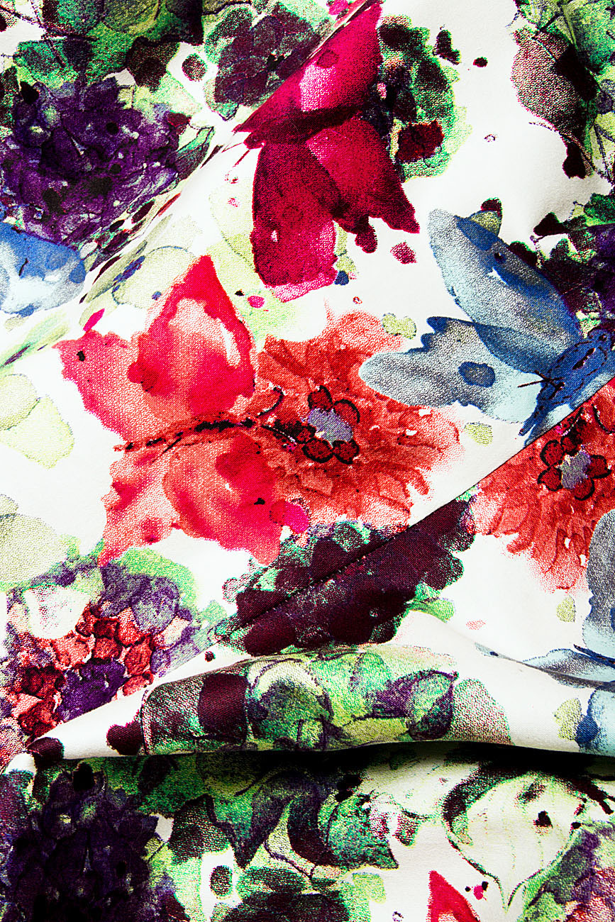 Rochie din bumbac cu imprimeu floral Cloche imagine 3