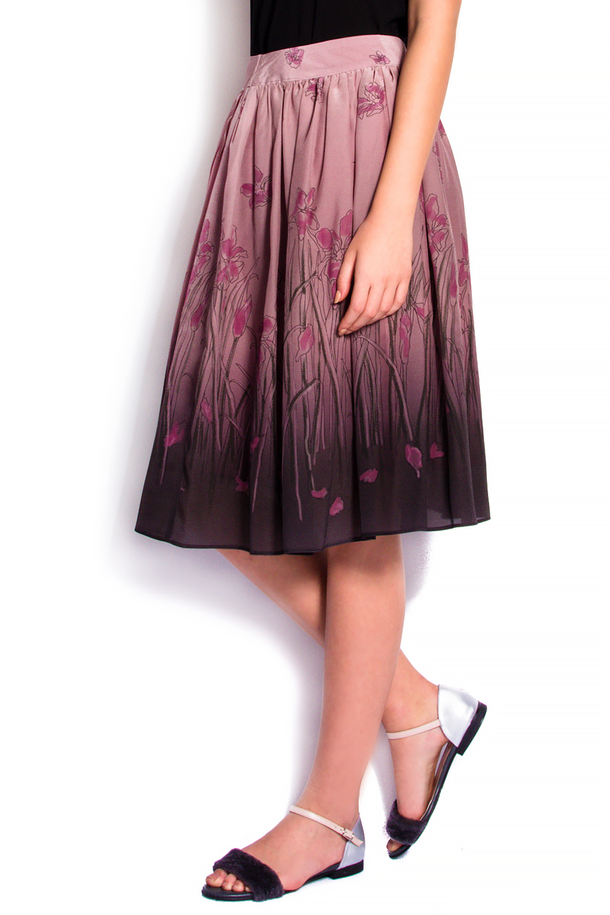 Floral-print silk midi skirt Cristina Staicu image 1