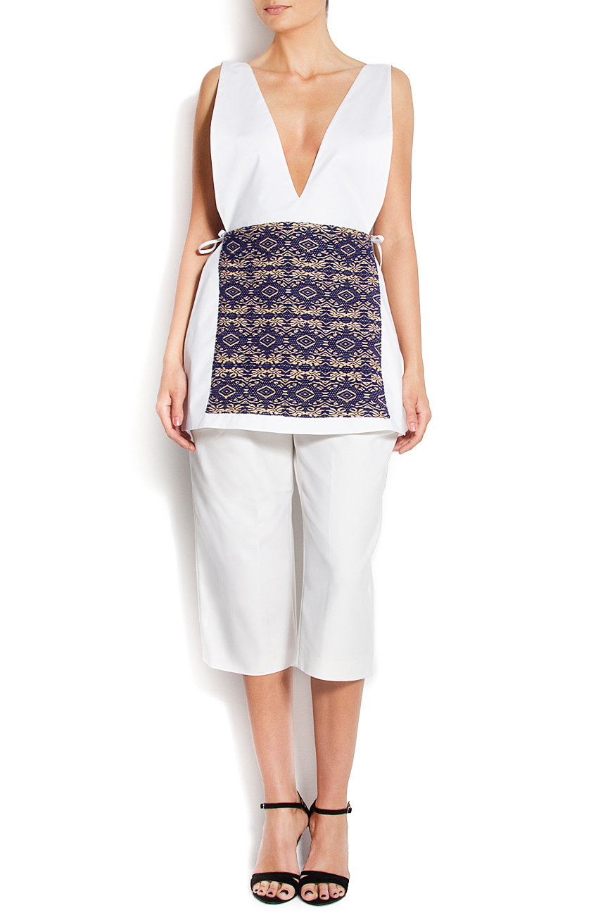 Cotton-poplin midi shirt dress with detachable apron Izabela Mandoiu image 3