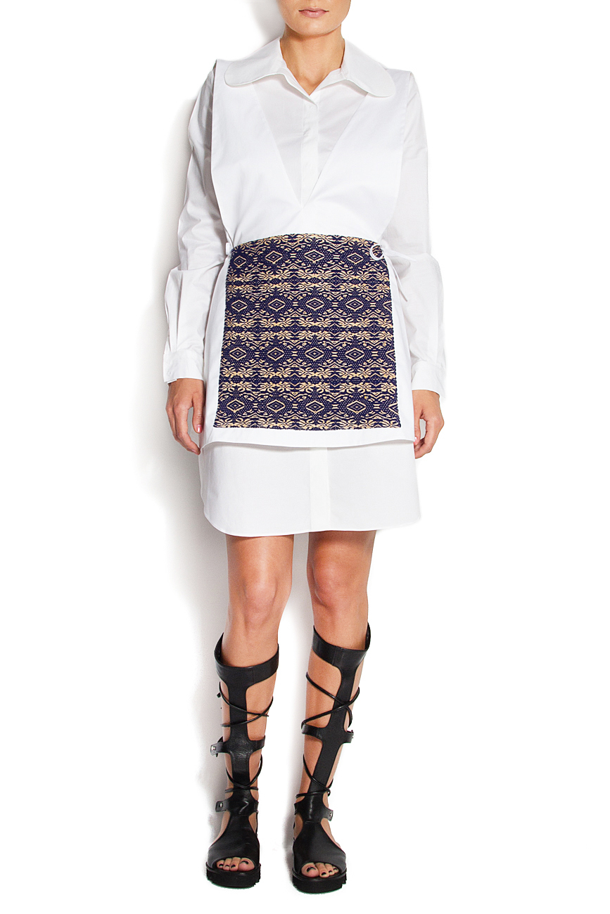 Cotton-poplin midi shirt dress with detachable apron Izabela Mandoiu image 0