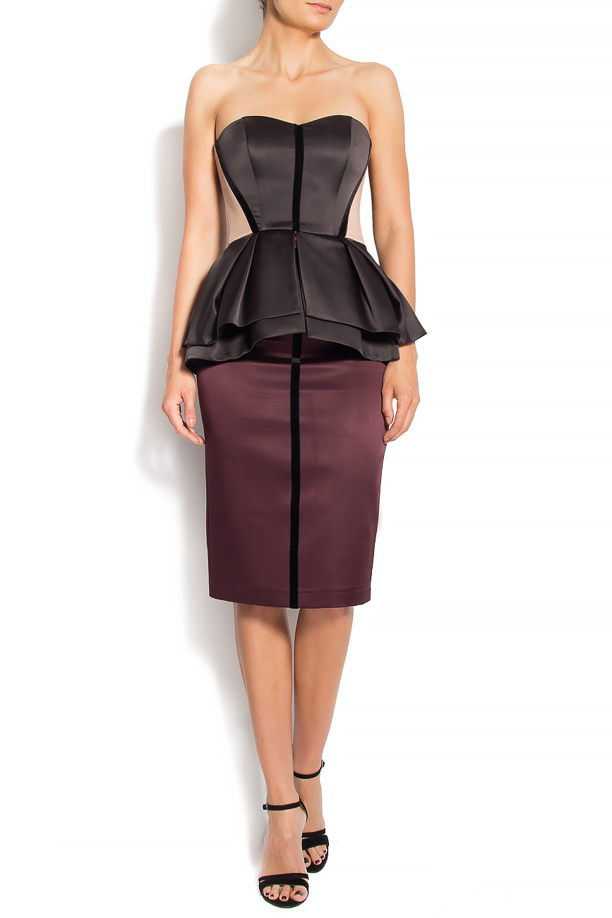 Silk pencil skirt adorned with velvet Laura Ciobanu image 0