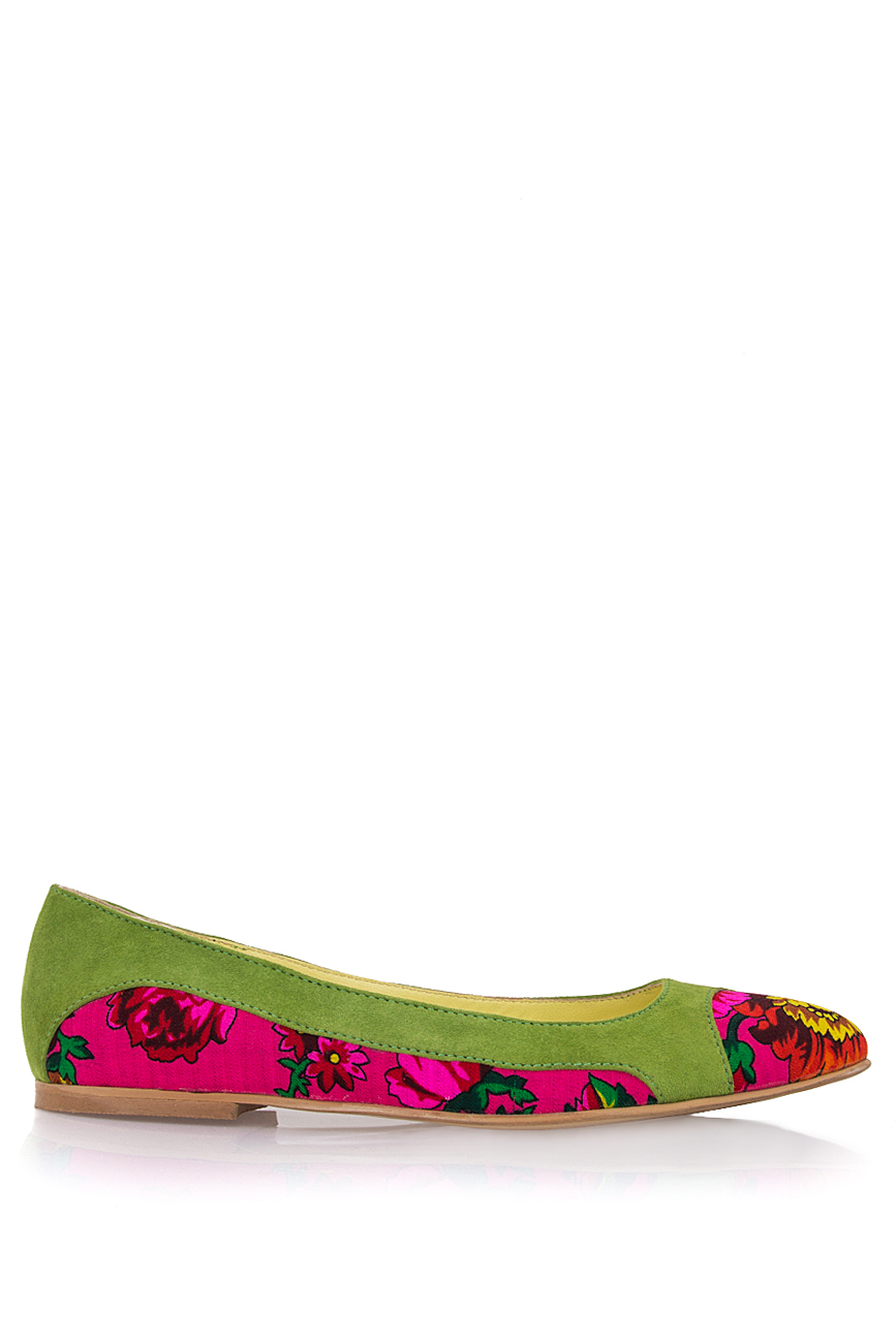 Suede point-toe flats with printed brocade inserts Mono Shoes by Dumitru Mihaica image 0