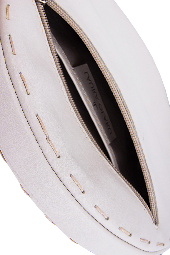 Fringed leather oval clutch Laura Olaru image 3
