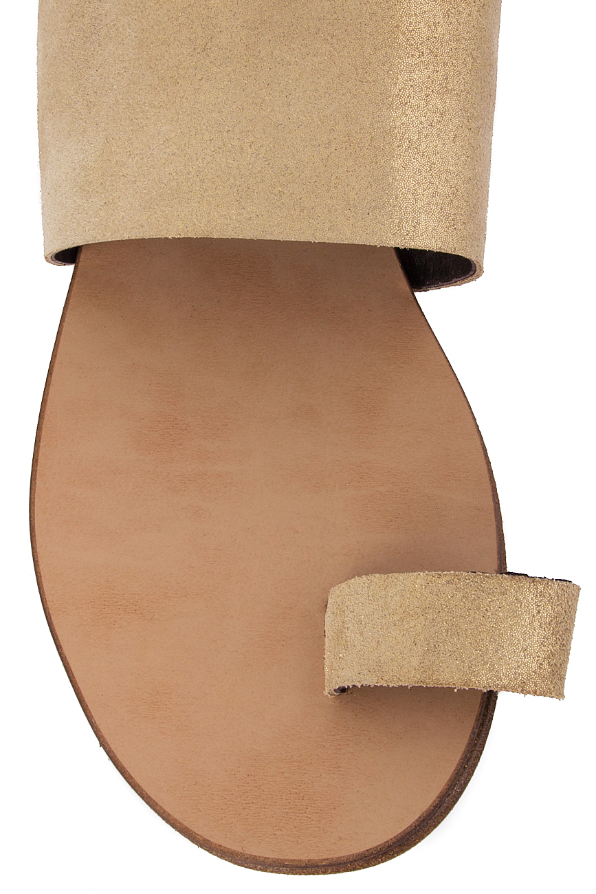 Sandale din piele cu irizatii aurii  Mihaela Gheorghe imagine 3