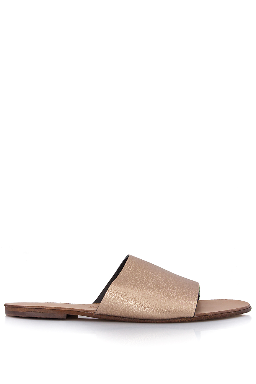 Bronze leather slides Mihaela Gheorghe image 0