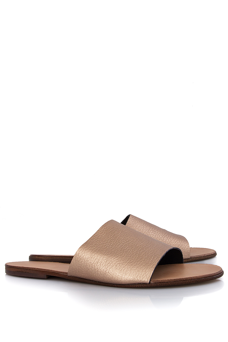Bronze leather slides Mihaela Gheorghe image 1