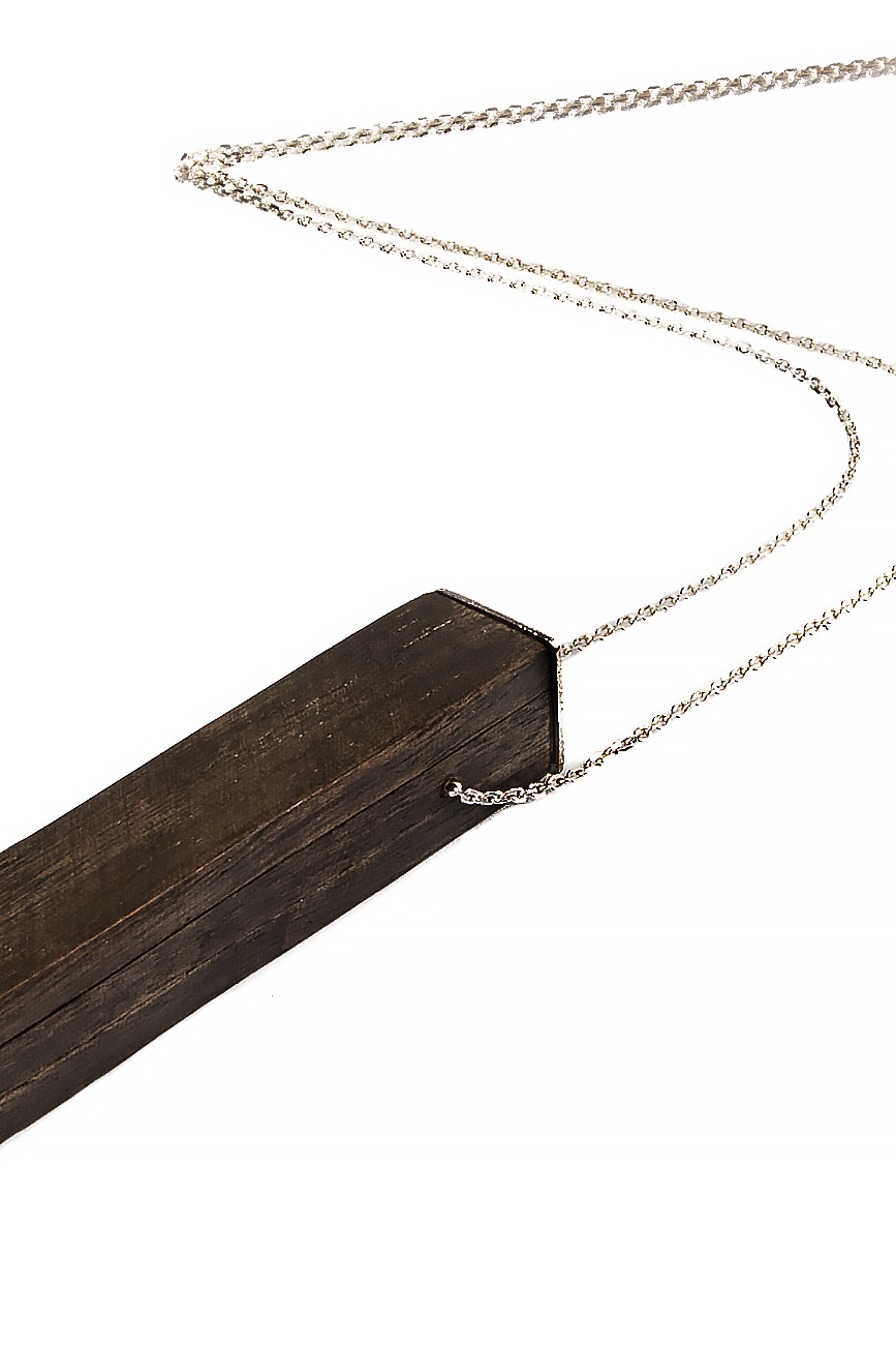 Silver and wood necklace  Snob. image 1