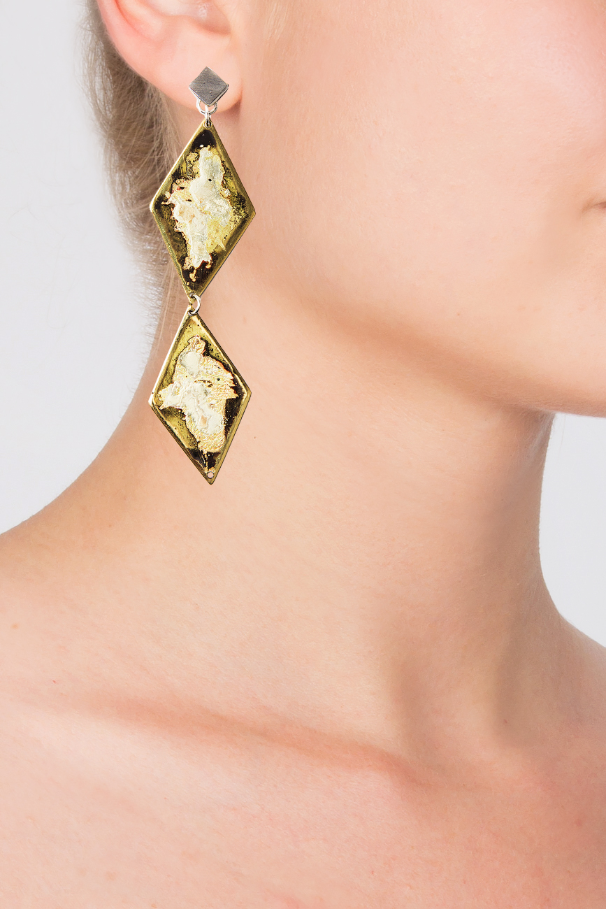 Handmade silver and brass earrings Eneada image 3