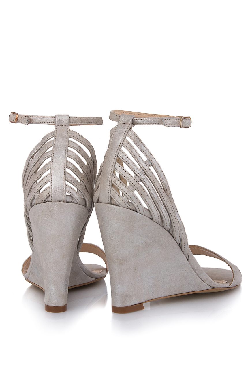Metallic leather and suede wedge sandals Hannami image 2