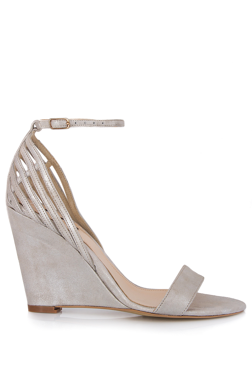 Metallic leather and suede wedge sandals Hannami image 0