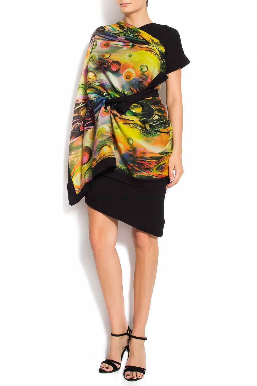 Asymmetric dress with printed poncho Edita Lupea image 0