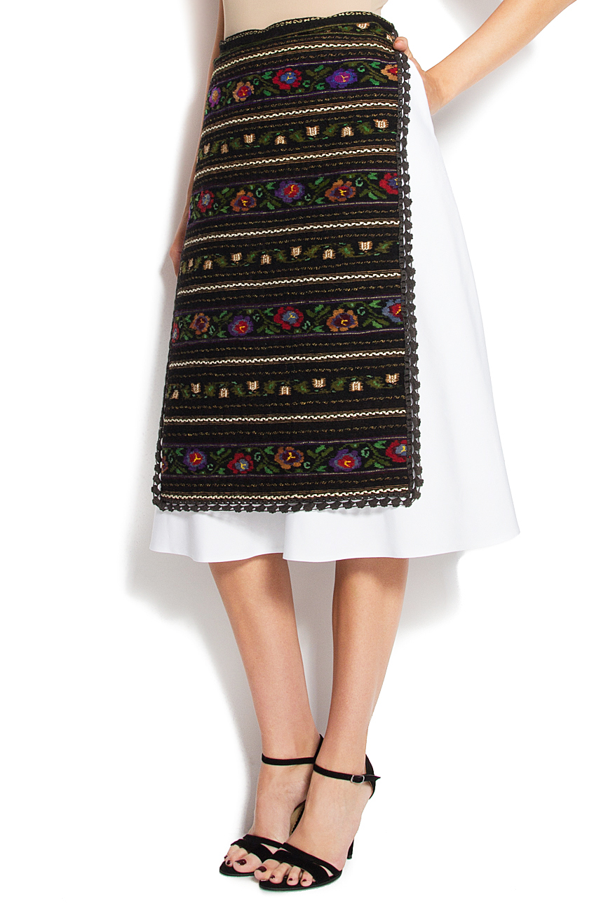 Cotton skirt with detachable folk apron  Izabela Mandoiu image 1