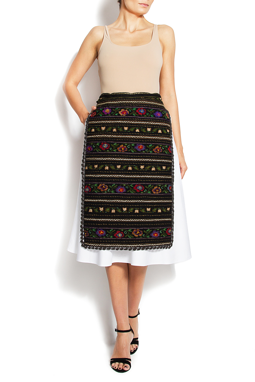 Cotton skirt with detachable folk apron  Izabela Mandoiu image 0