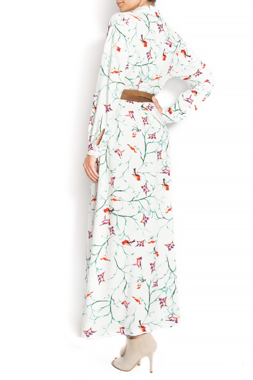 Floral-print crepe maxi shirt dress Lure image 2