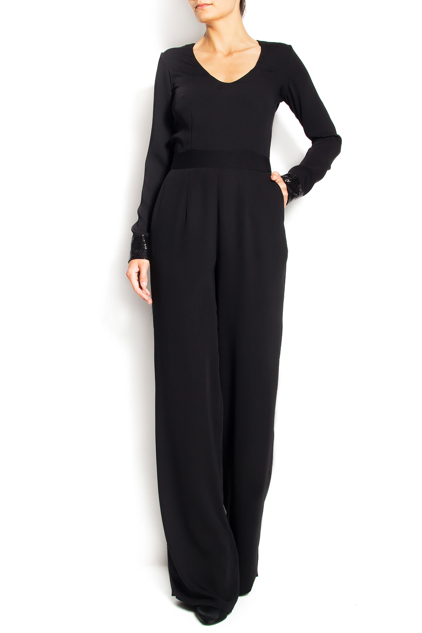 Combi-pantalon noire ornée de sequins Anca si Silvia Negulescu image 0