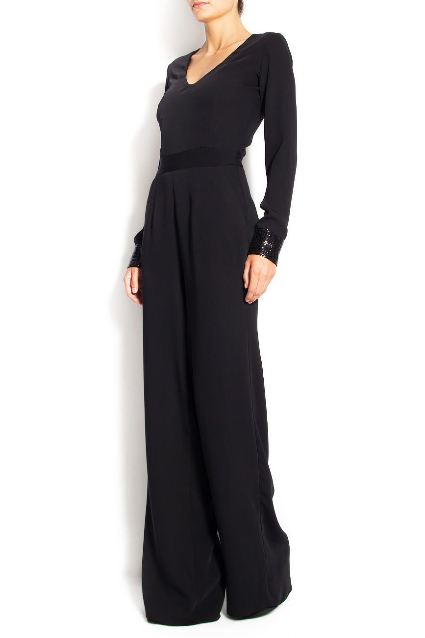 Combi-pantalon noire ornée de sequins Anca si Silvia Negulescu image 1