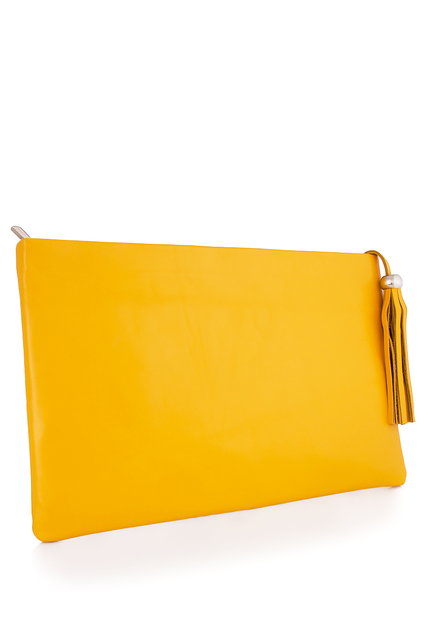 Yellow leather clutch Laura Olaru image 2