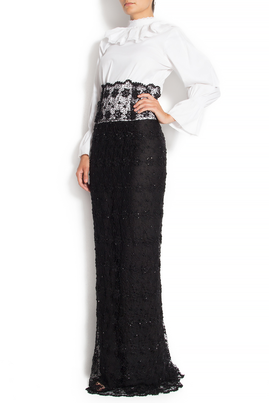 Cotton maxi dress with lace applications Dorin Negrau image 1