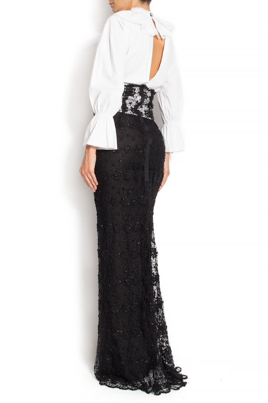 Cotton maxi dress with lace applications Dorin Negrau image 2
