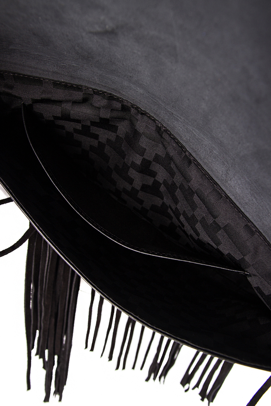 Large fringed leather clutch Laura Olaru image 3
