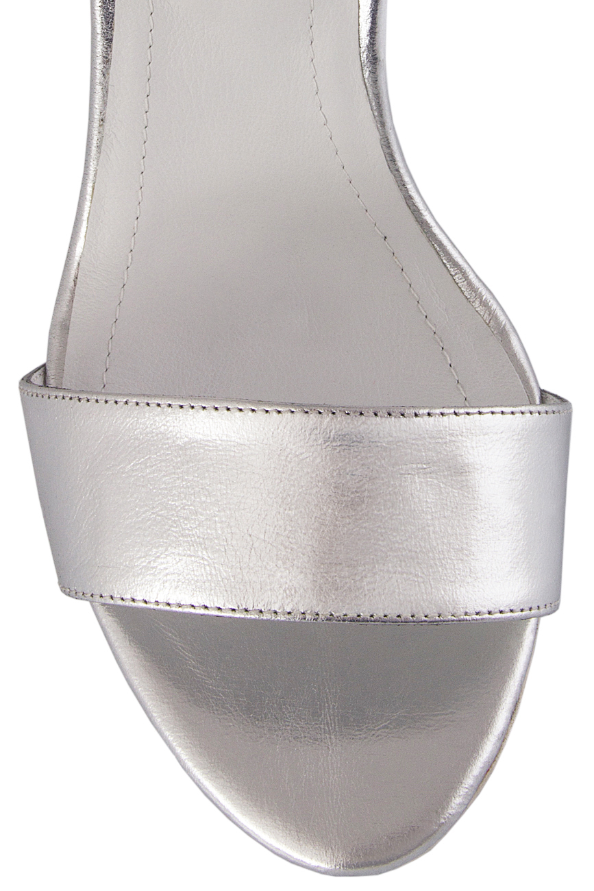 Sandale din piele metalizata cu bareta pe glezna Ana Kaloni imagine 3