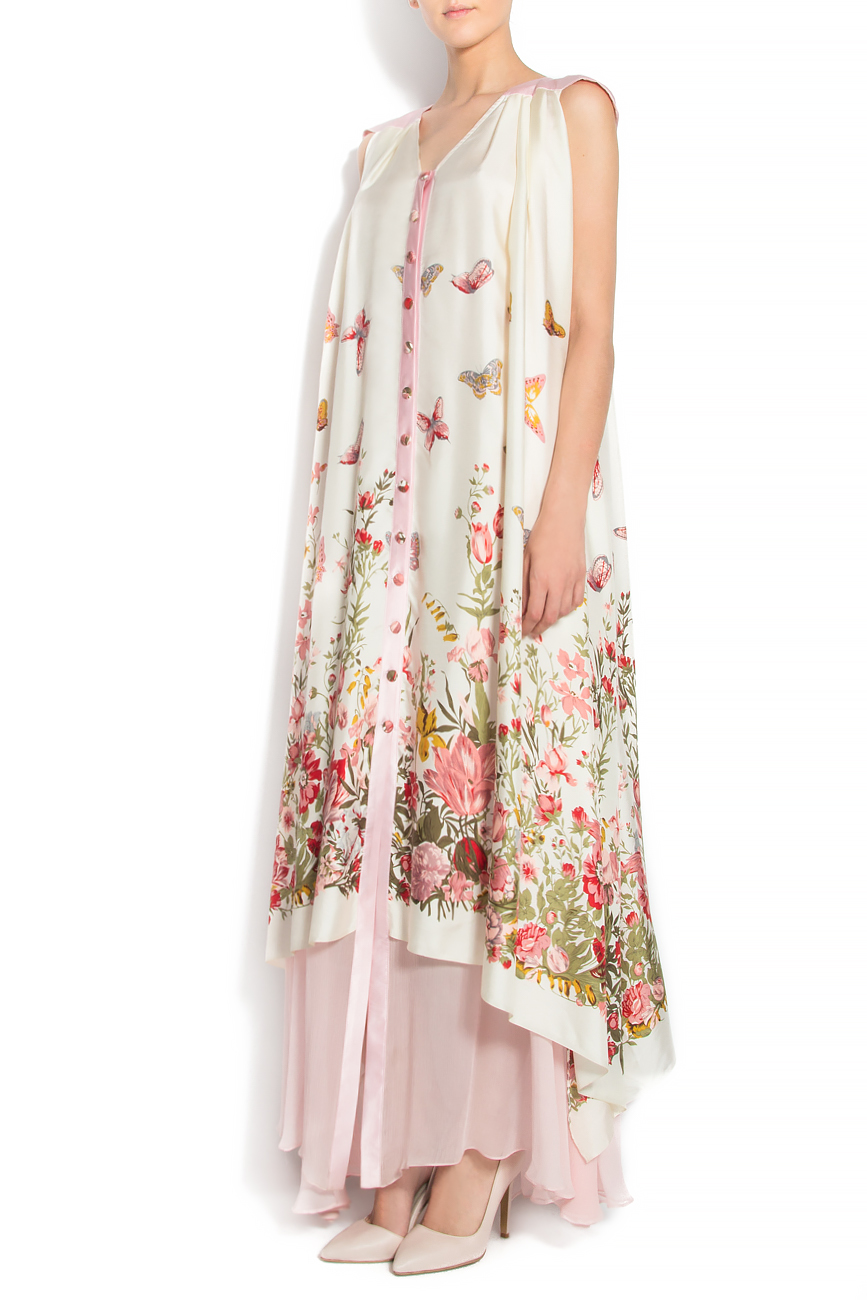 Robe longue en soie à imprimé fleuri Elena Perseil image 2