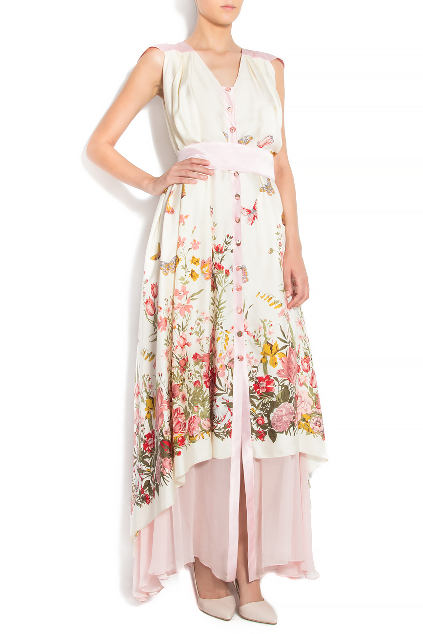 Silk maxi dress with floral print Elena Perseil image 0
