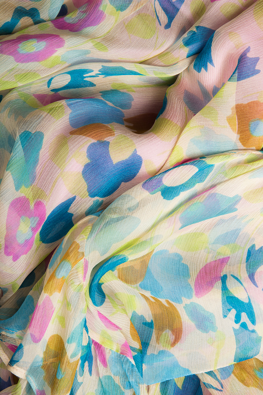 Robe courte en voile de soie à imprimé fleuri Elena Perseil image 3