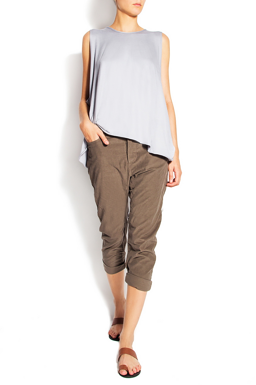 Cropped washed cotton-twill tapered pants Studio Cabal image 0