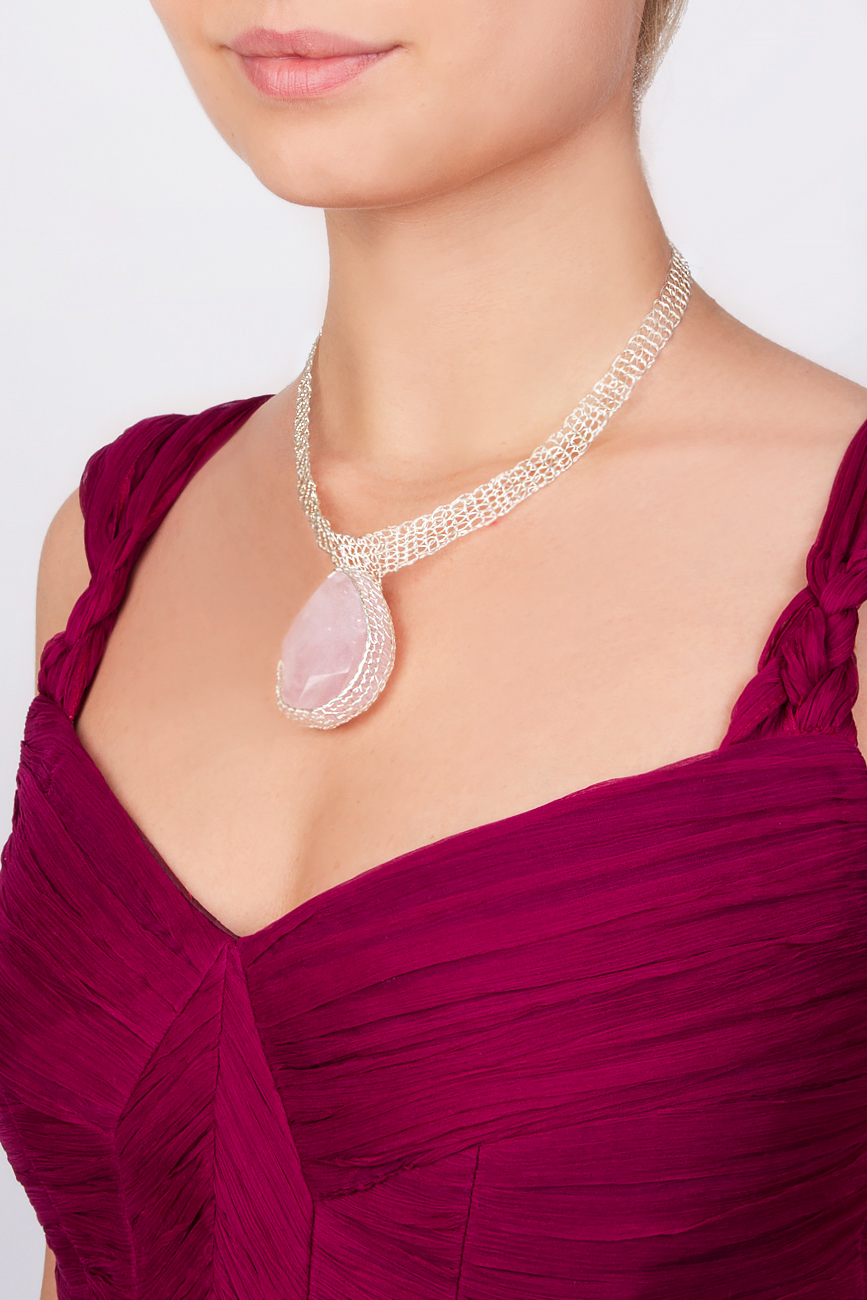 Handmade rose quartz necklace Eneada image 3