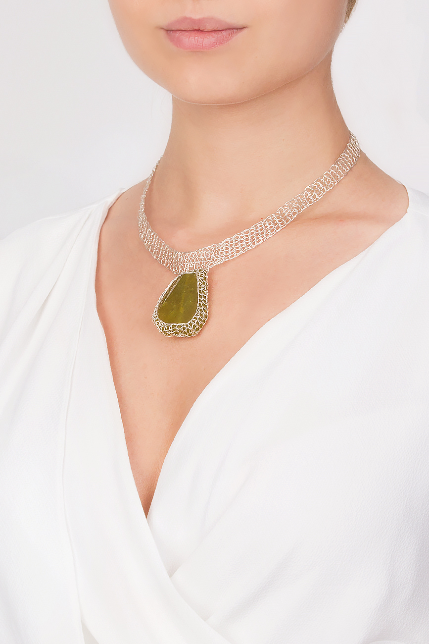 Handmade lemon jade silver necklace Eneada image 3