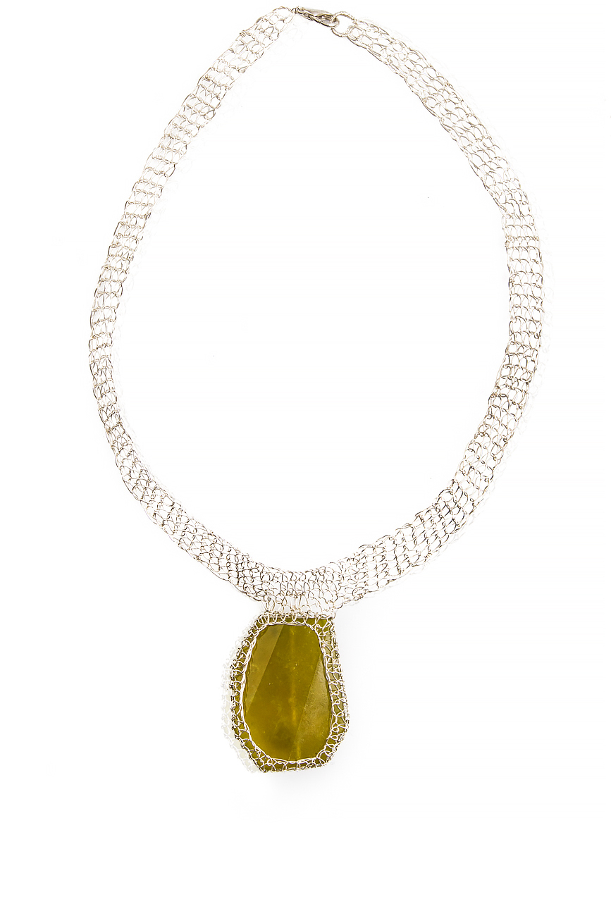 Handmade lemon jade silver necklace Eneada image 0