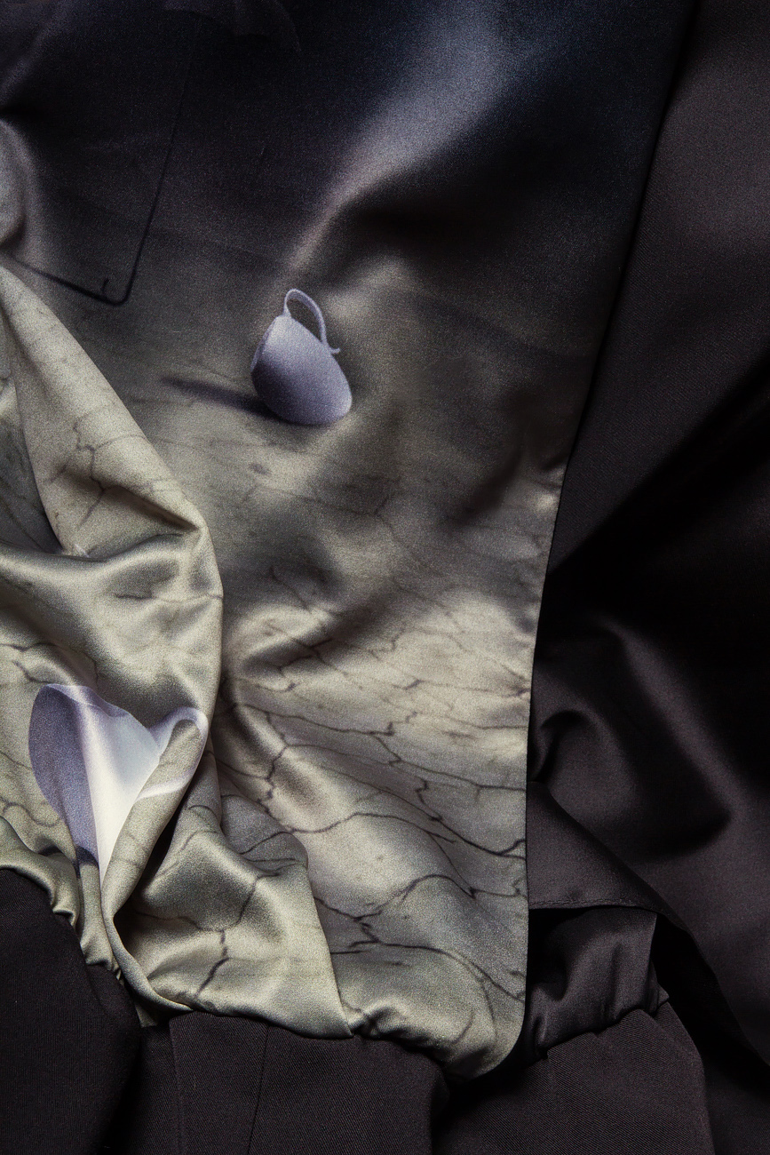 Digital printed stretch-taffeta hooded jumpsuit Poelle image 3