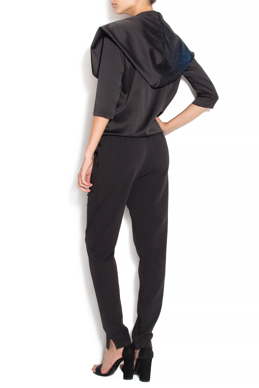 Digital printed stretch-taffeta hooded jumpsuit Poelle image 2