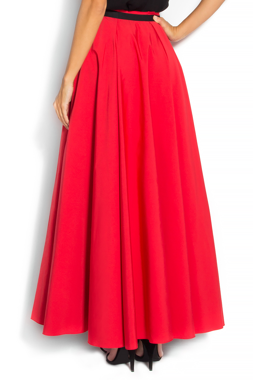 Jupe plissée rouge avec cordon de serrage noir Lena Criveanu image 2