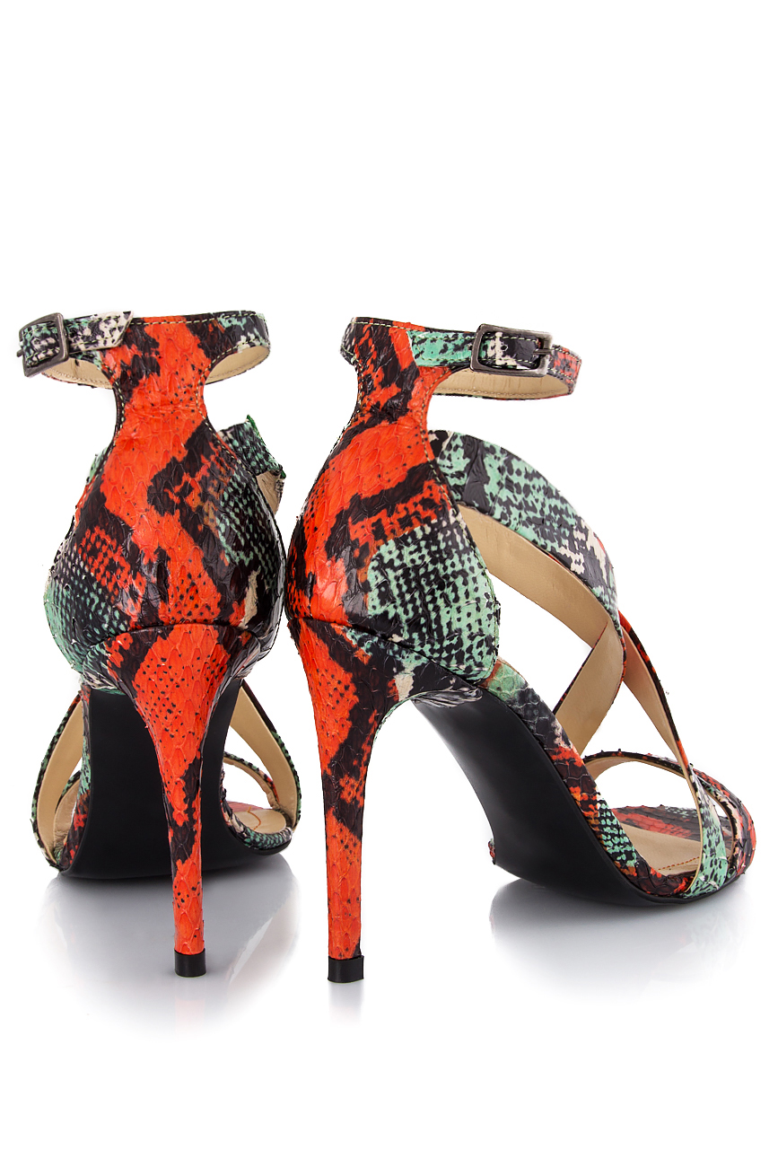 Snake-effect leather sandals - Heeled Shoes made to measure