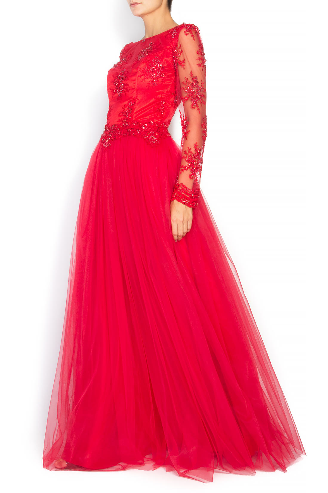 'Ruby Red' tulle and lace maxi dress Raffaela Moraru image 1