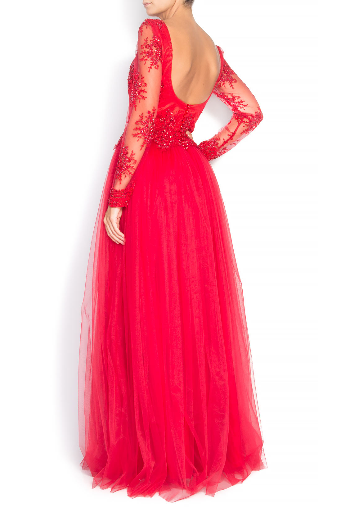 'Ruby Red' tulle and lace maxi dress Raffaela Moraru image 2