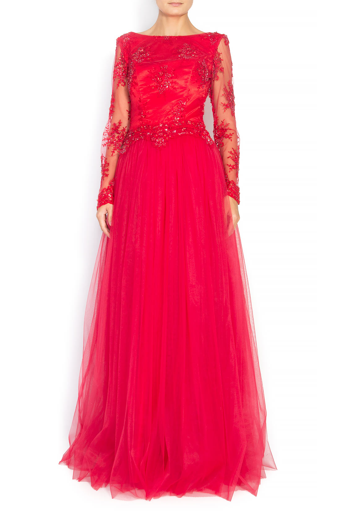 'Ruby Red' tulle and lace maxi dress Raffaela Moraru image 0