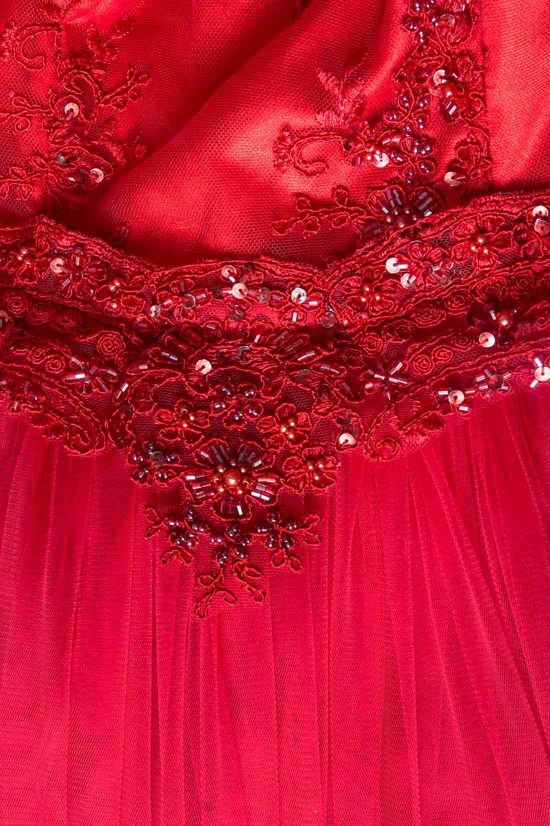 'Ruby Red' tulle and lace maxi dress Raffaela Moraru image 3