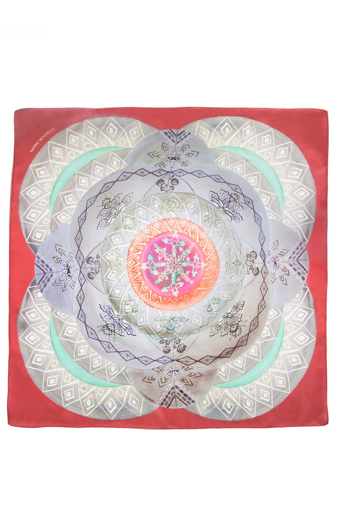 'Cosmic Labyrinth Marsala' printed silk scarf Marie Nouvelle image 0