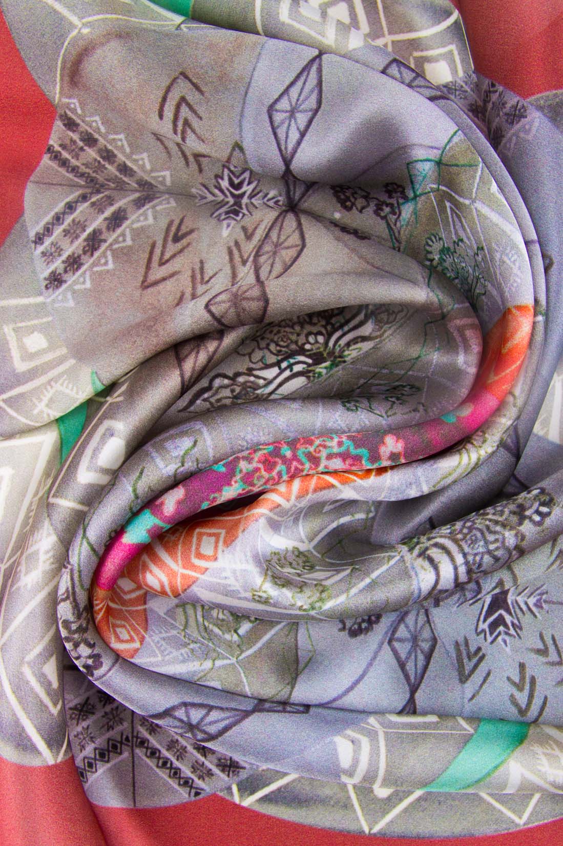 'Cosmic Labyrinth Marsala' printed silk scarf Marie Nouvelle image 3