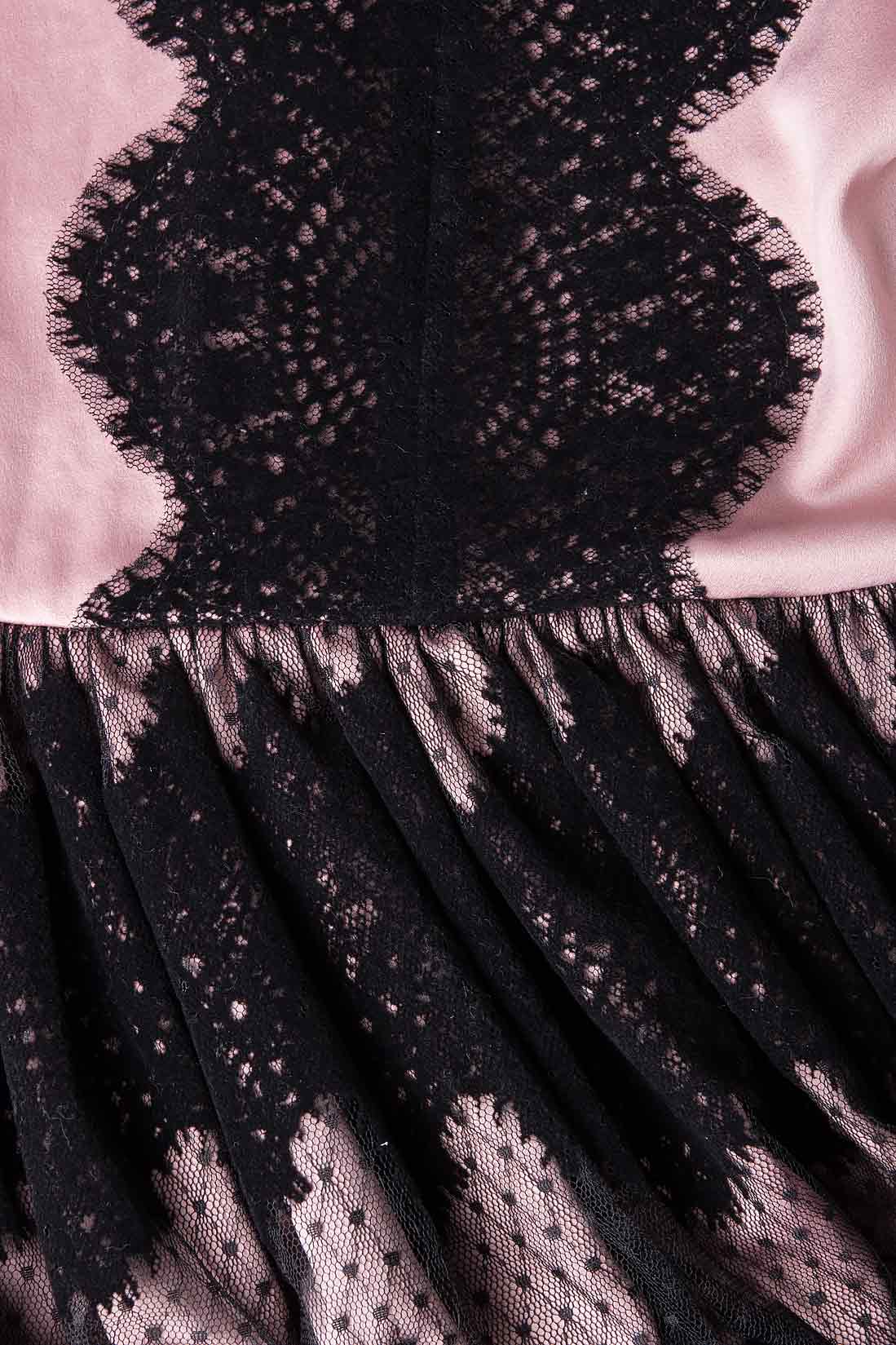 Robe longue en coton mélangé à empiècements en dentelle Carmen Ormenisan image 3