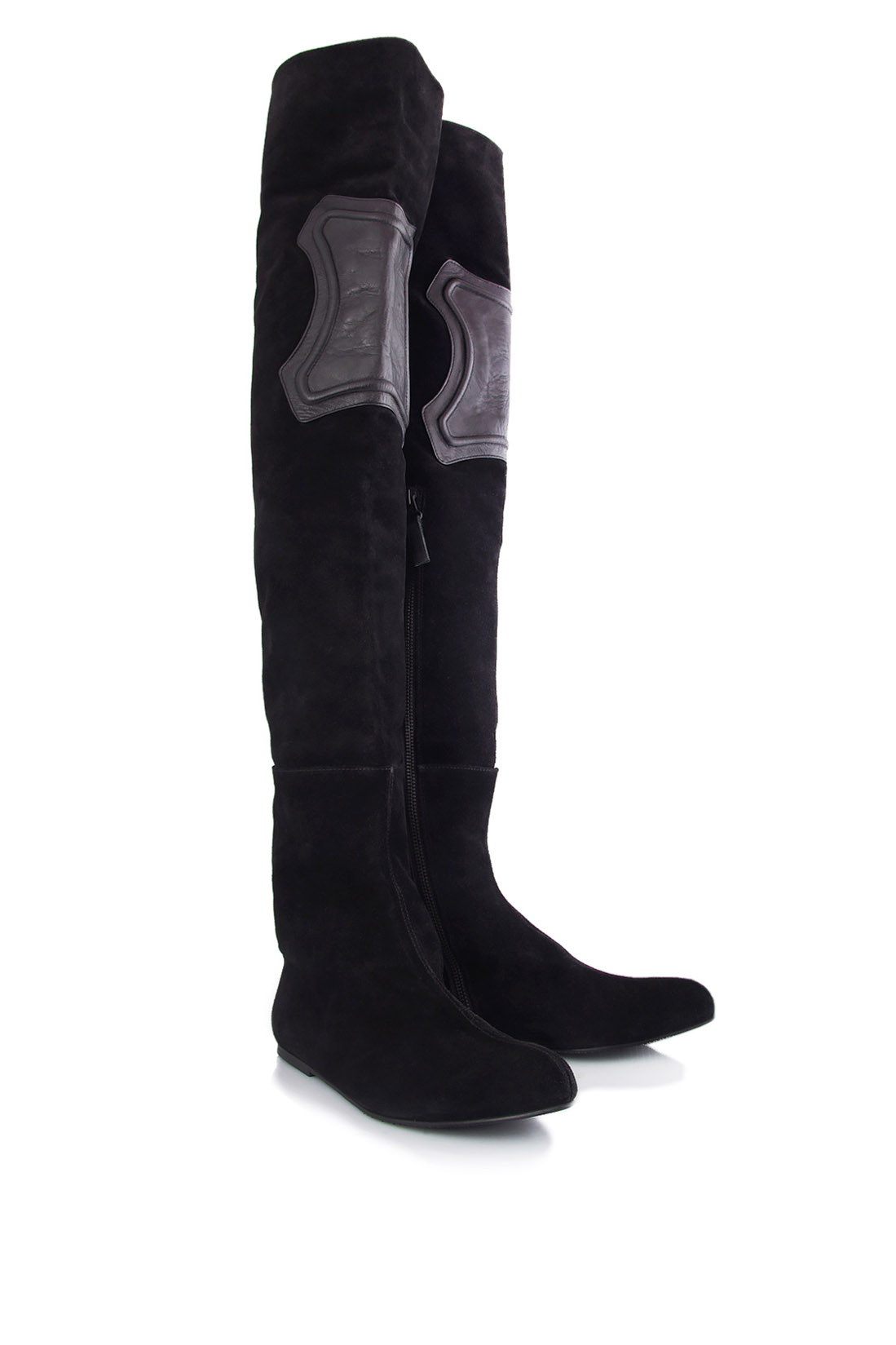 Appliquéd leather on suede over-the-knee boots Mihaela Glavan  image 1