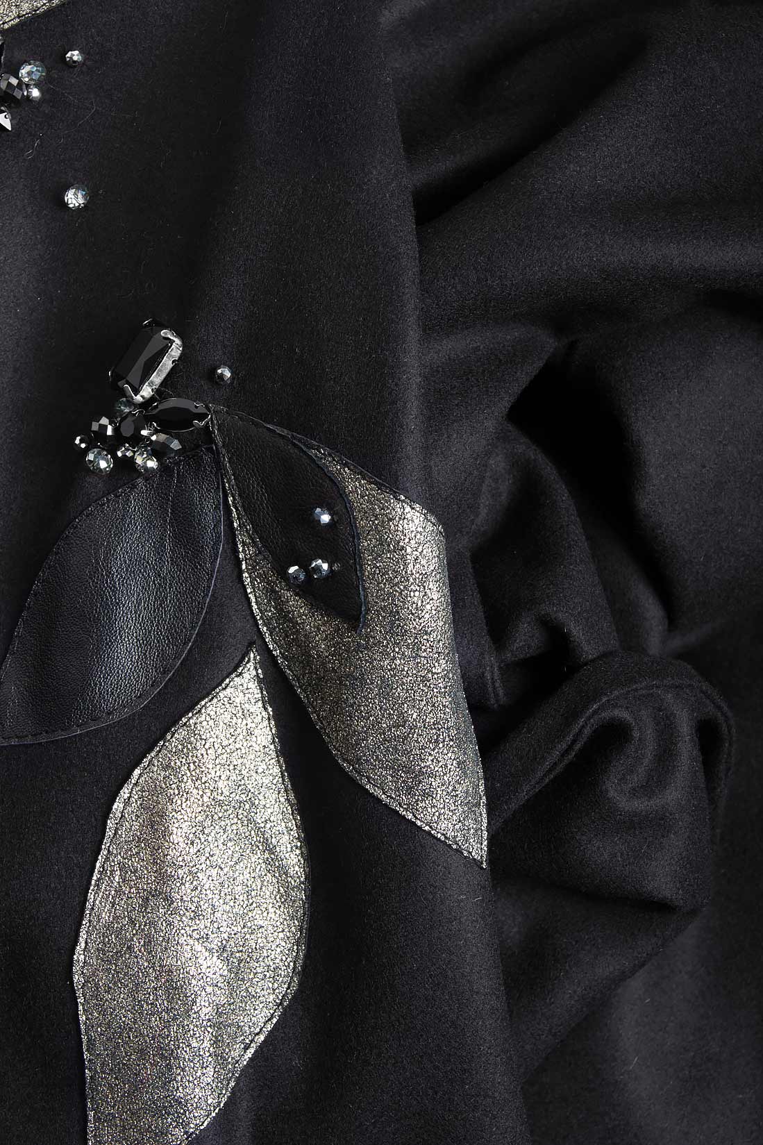 Palton din lana cu apicatii cusute manual B.A.D. Style by Adriana Barar imagine 3