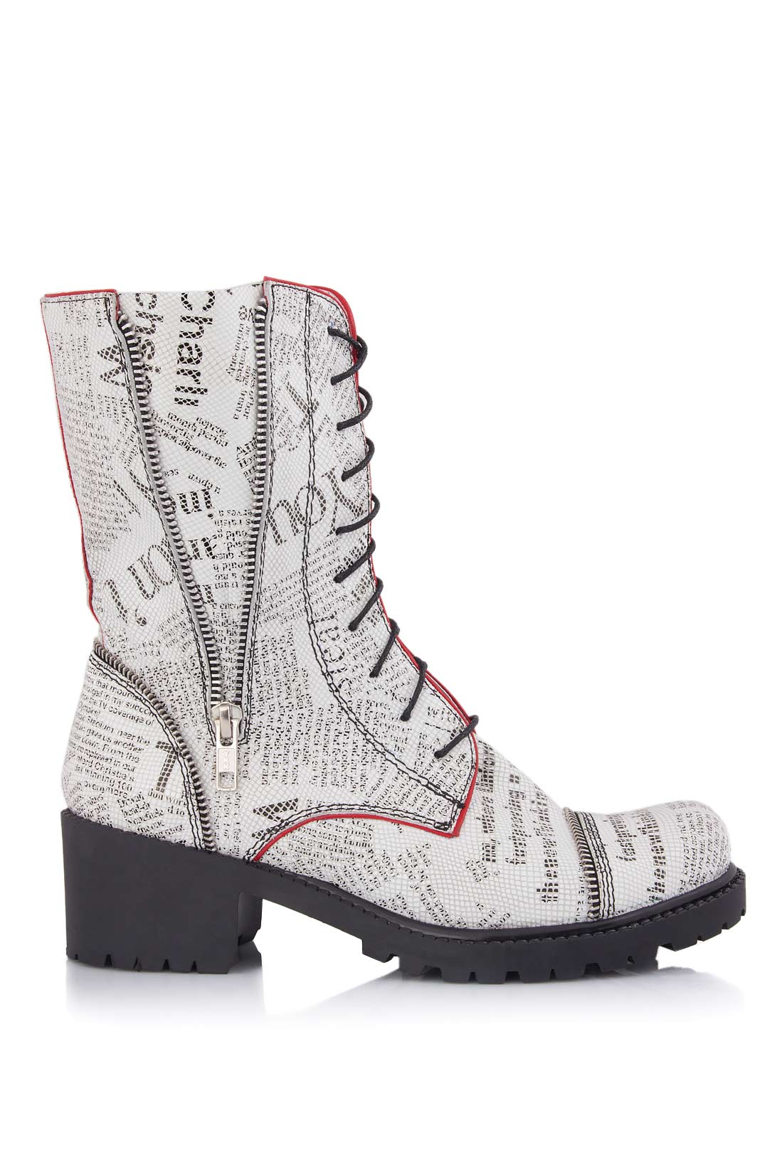 Printed textured-leather ankle boots  Ana Kaloni image 0
